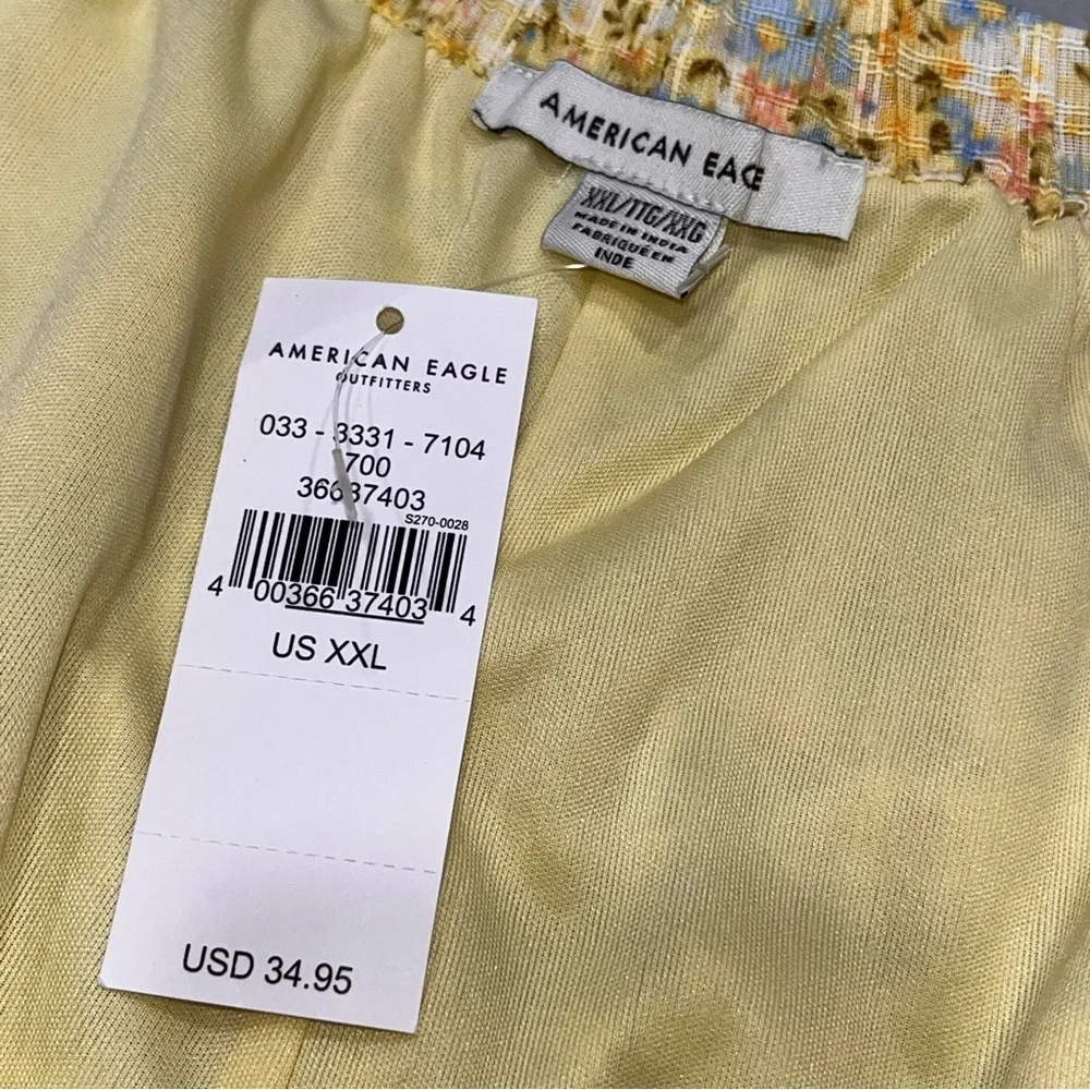 NEW American Eagle Yellow Floral High Waisted Pull On Flowy Shorts size XXL